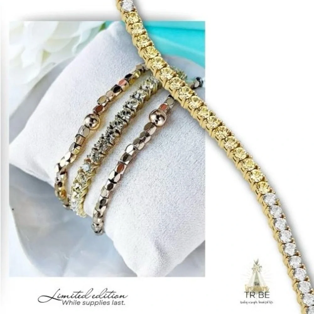 Park Lane BUTTERCUP Impression Tennis Bracelet, Yellow/Clear CZs, 7”+2”, NWT